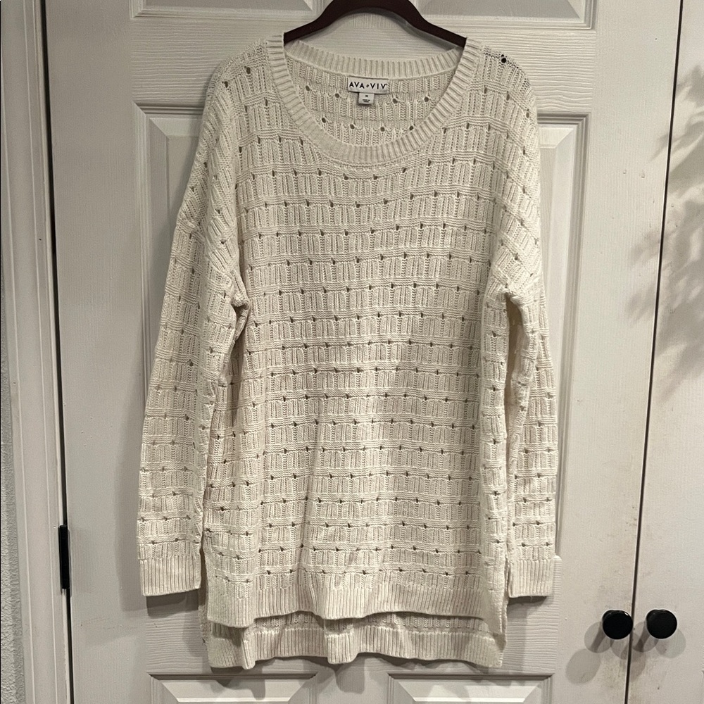 Ava & Viv Off-White Open Knit Sweater